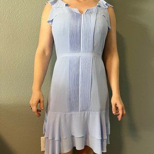 BR blue-grey pleated ruffle dress